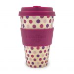 Ecoffee cup pink and purple polka dots